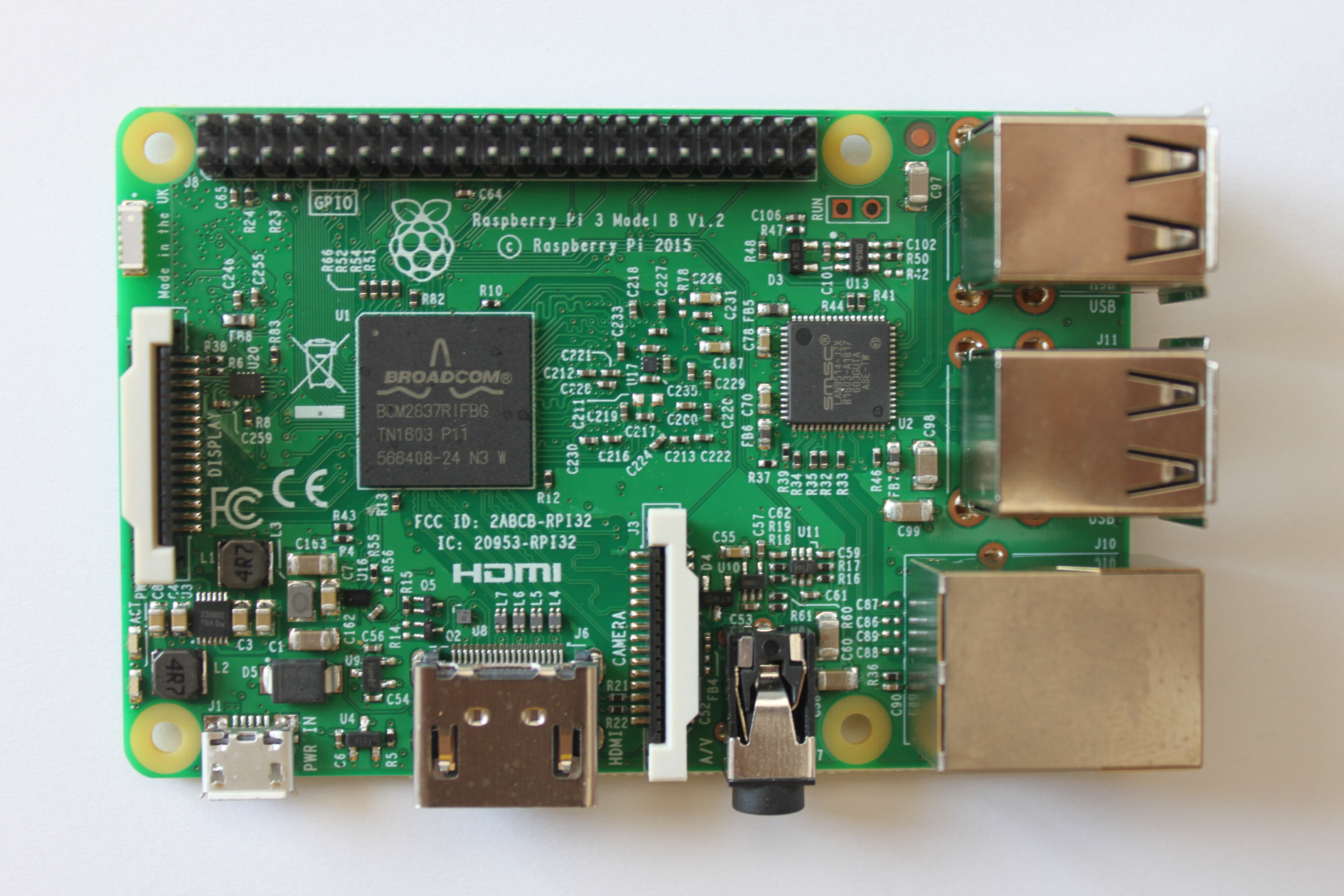 Illustration of a Raspberry Pi 3 model B